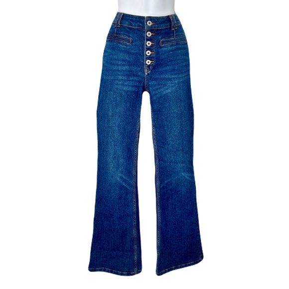 Pilcro Button Fly High Rise Trouser Bootcut Jeans, Size 27 - Picture 1 of 5